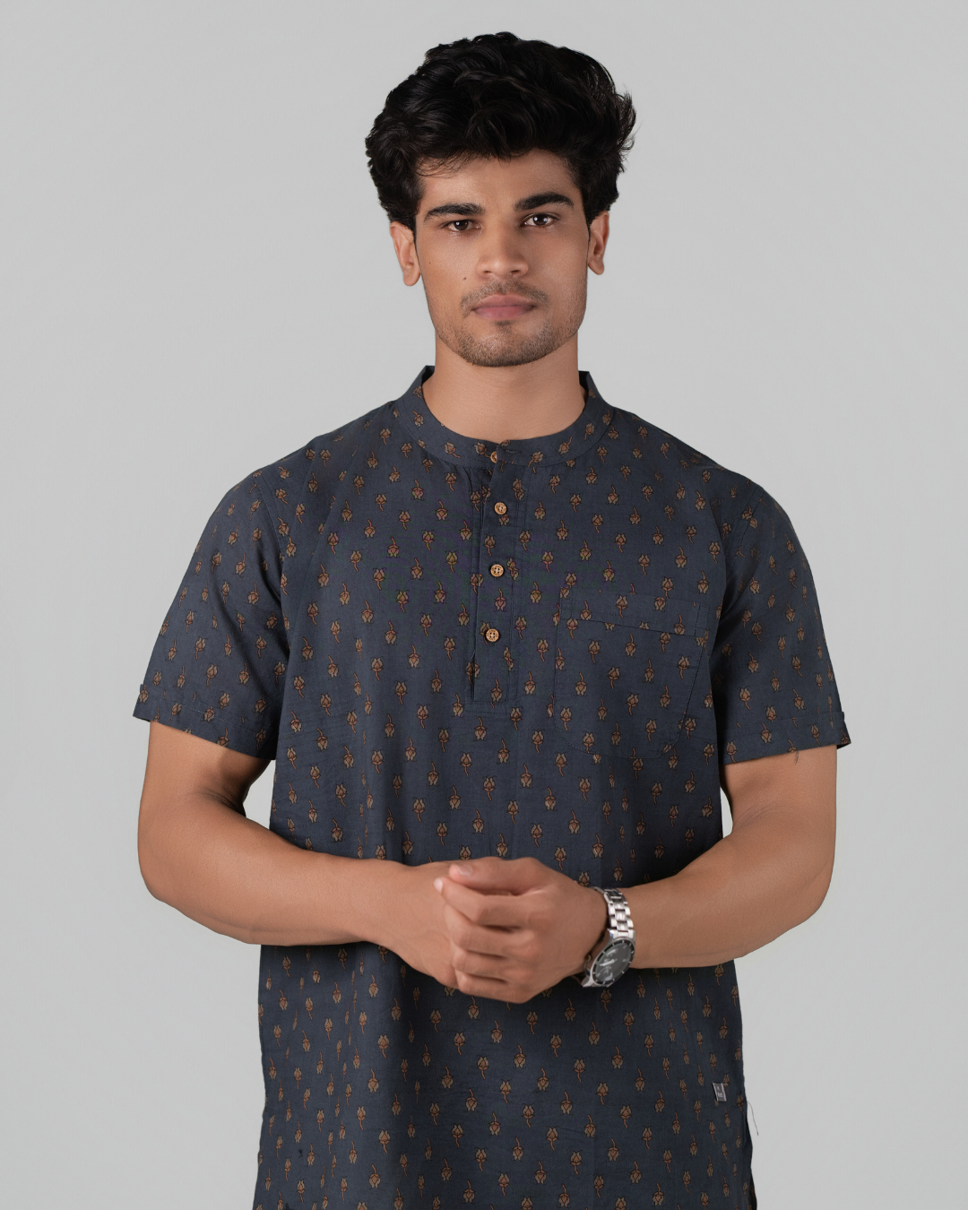 Indigo Earth Bloom Print Bushirt for Men